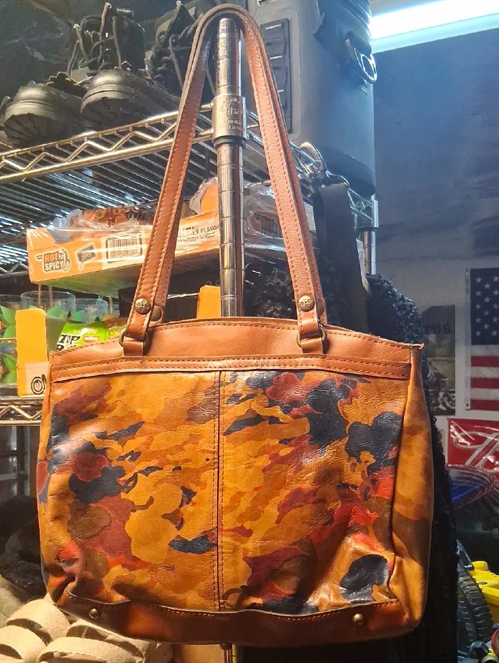 Pateicia Nash Large Brown Leather Floral Purse Tote Bag